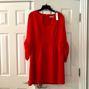 Red neck cut out dress